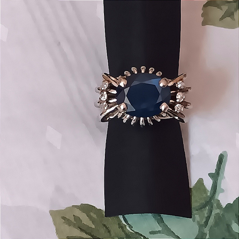 Important Modernist Gold Sapphire And Diamond Ring From The Art Deco Period, 1930-1940 -photo-2