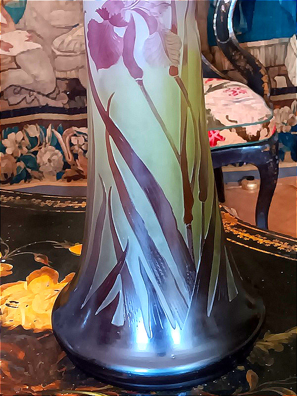 Emile Gallé Vase With Irises, Art Nouveau, 47.5 Cm-photo-3