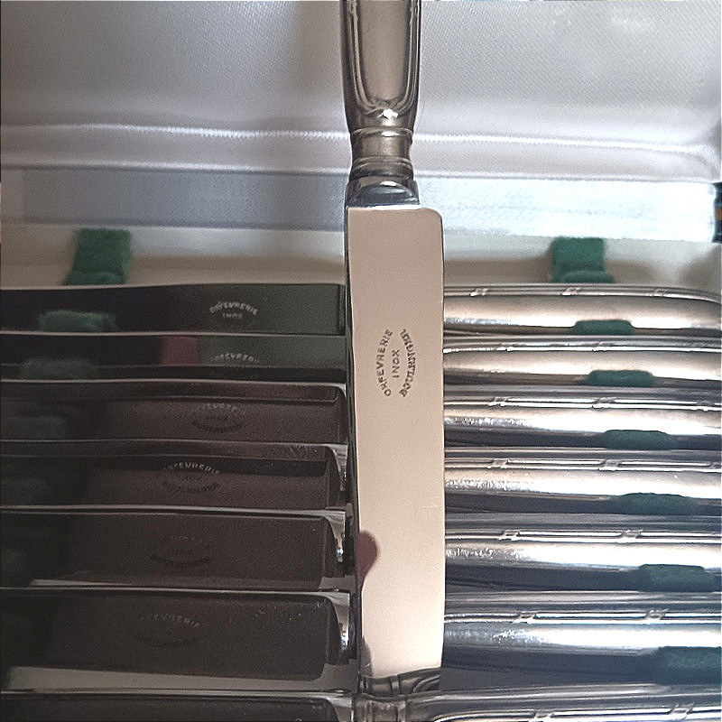 Boulenger Beautiful Set Of 12 Dessert Knives, Entremets/cheese Pattern, Ribbon Design-photo-2