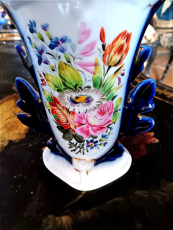 Porcelain Vase From Valentine Or Paris, Decorated With A Bouquet Of Flowers, 19th Century-photo-4
