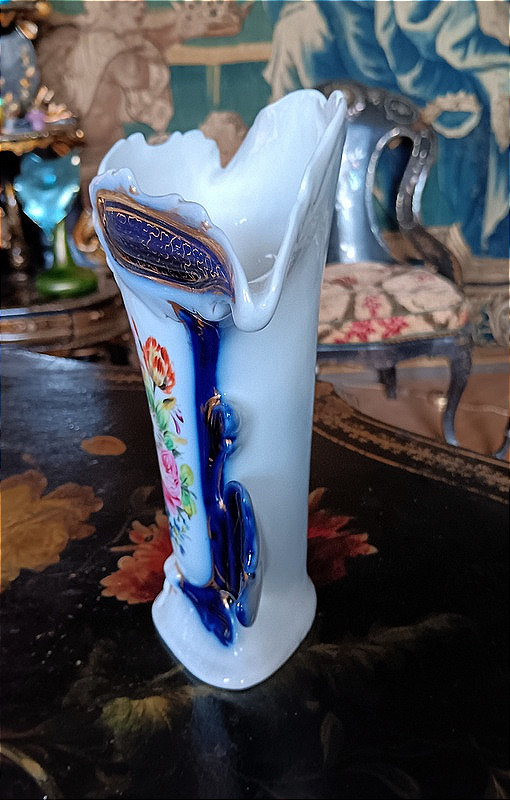 Porcelain Vase From Valentine Or Paris, Decorated With A Bouquet Of Flowers, 19th Century-photo-3