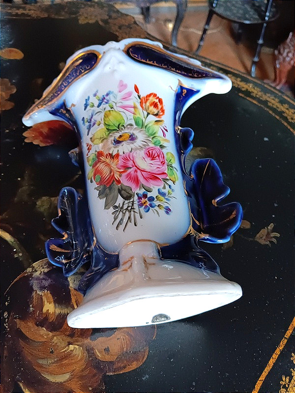 Porcelain Vase From Valentine Or Paris, Decorated With A Bouquet Of Flowers, 19th Century-photo-4