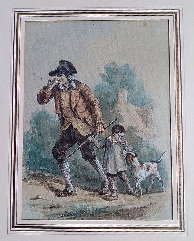 Aquarelle chouans sur le chemin XIXème siècle-photo-2