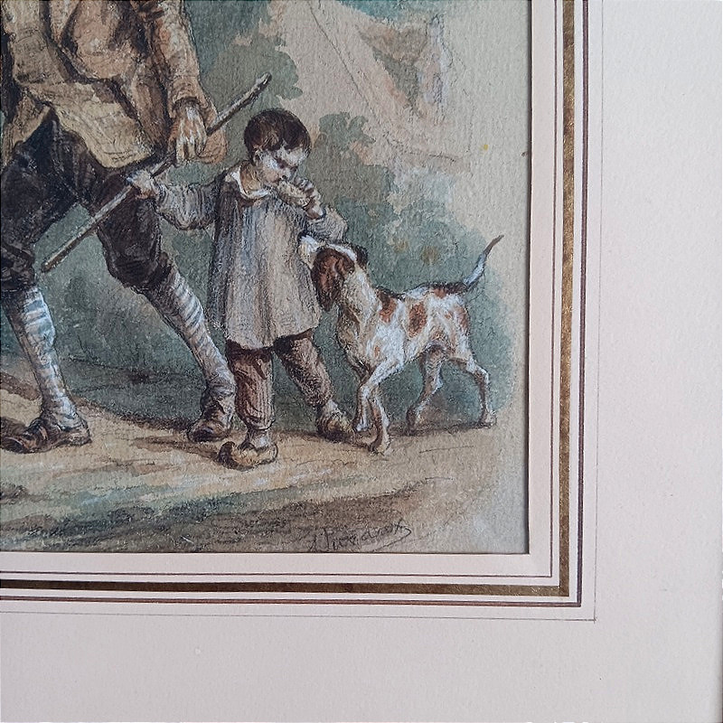 Aquarelle chouans sur le chemin XIXème siècle-photo-3