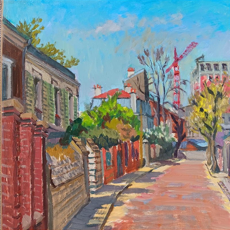 Marco Behar (1898-1959) Painting, Street In The Sun, Oil Painting-photo-4