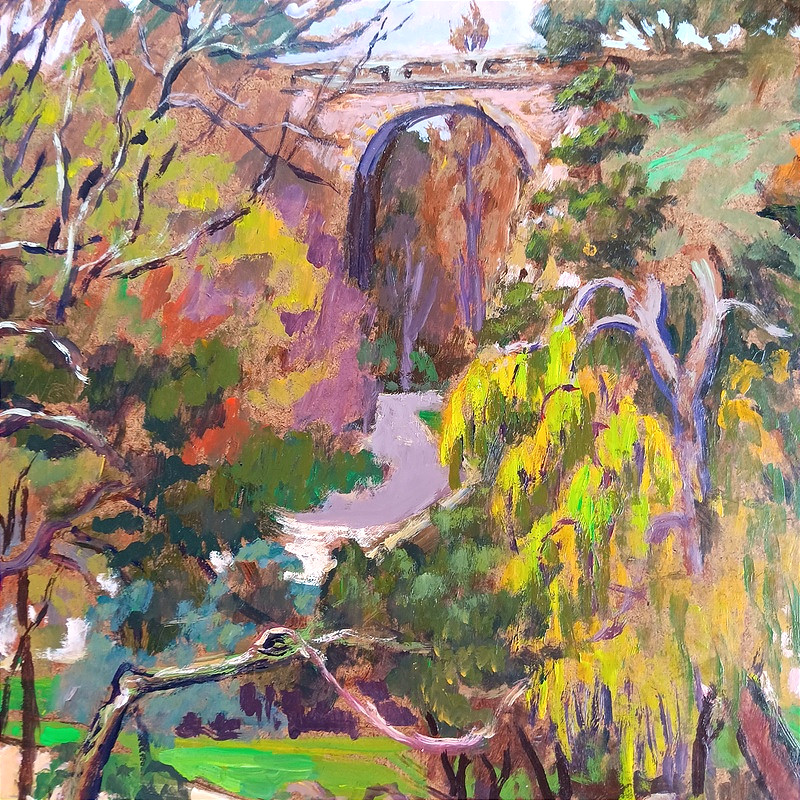 Marco Behar (1898 - 1959) Oil Painting On Hardboard Paris Bridge In The Buttes Chaumont Park-photo-1