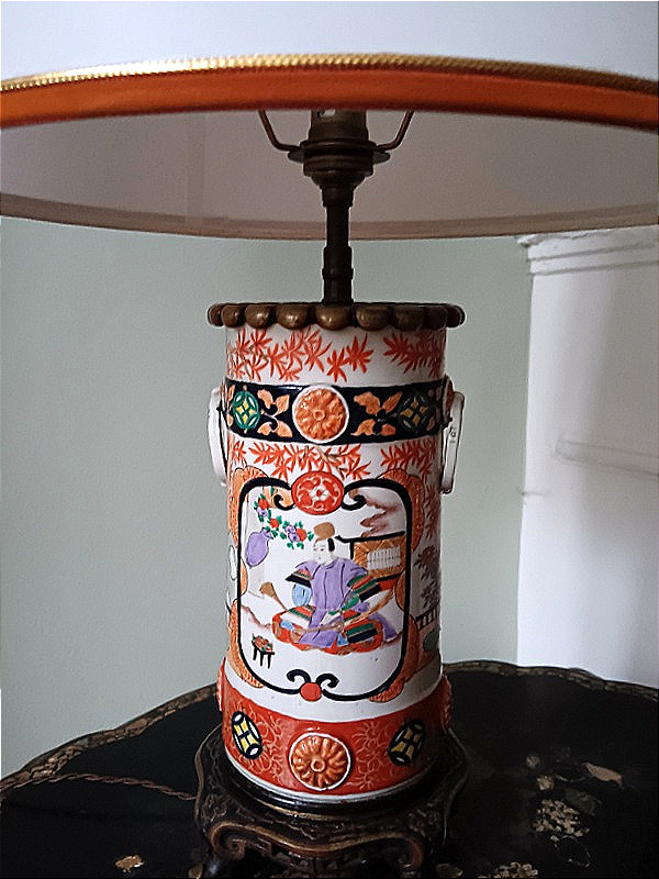 Lampe japonaise en porcelaine Kutani monture bronze ère Meiji (1868-1912)-photo-5