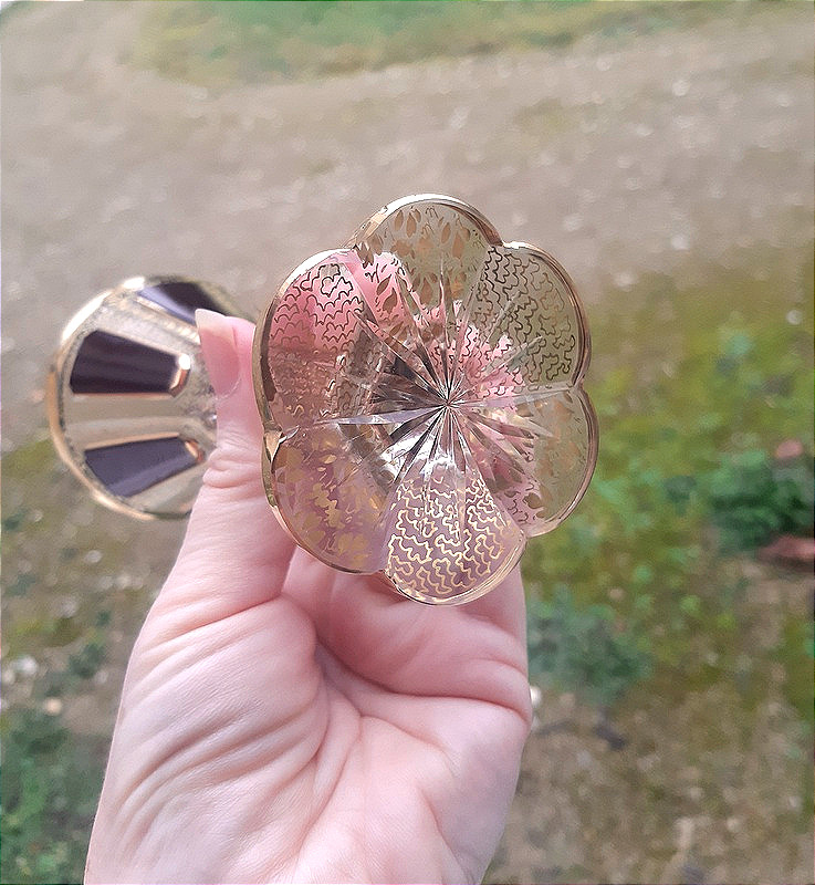  Moser Bohemian Set Of 6 Cut Crystal Glasses Decorated With Ruby Cabochons And Gold Motifs  -photo-1