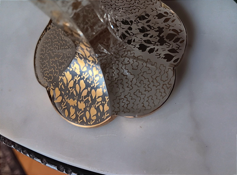  Moser Bohemian Set Of 6 Cut Crystal Glasses Decorated With Ruby Cabochons And Gold Motifs  -photo-8