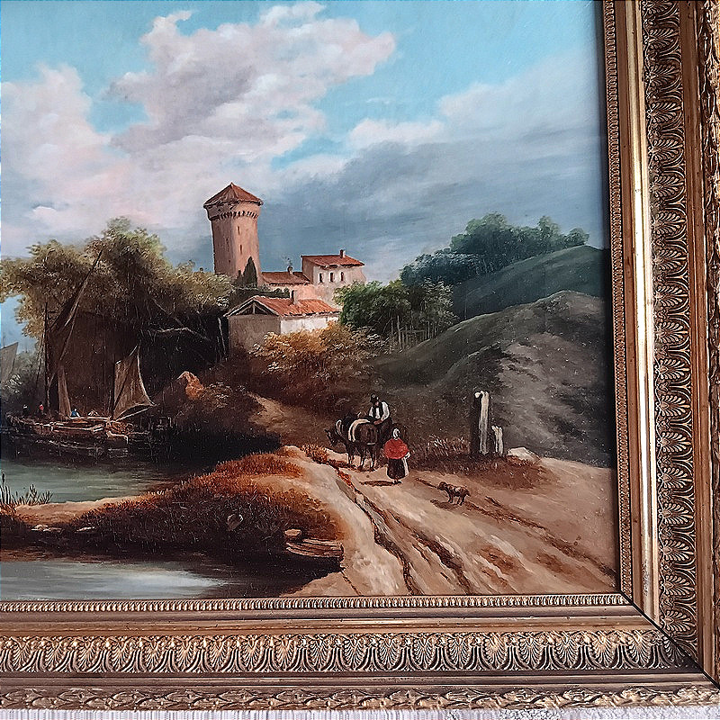 Ecole française paysage animé vers 1830 Epoque romantique-photo-2