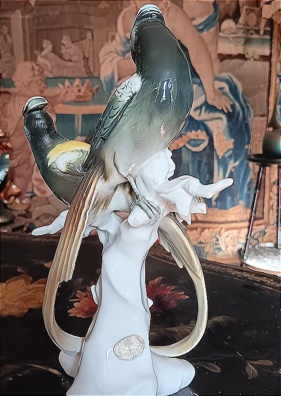 Karl Ens Birds, A Pair Of Blue Tits In Saxon Porcelain, Green Signature, 1920s-photo-3