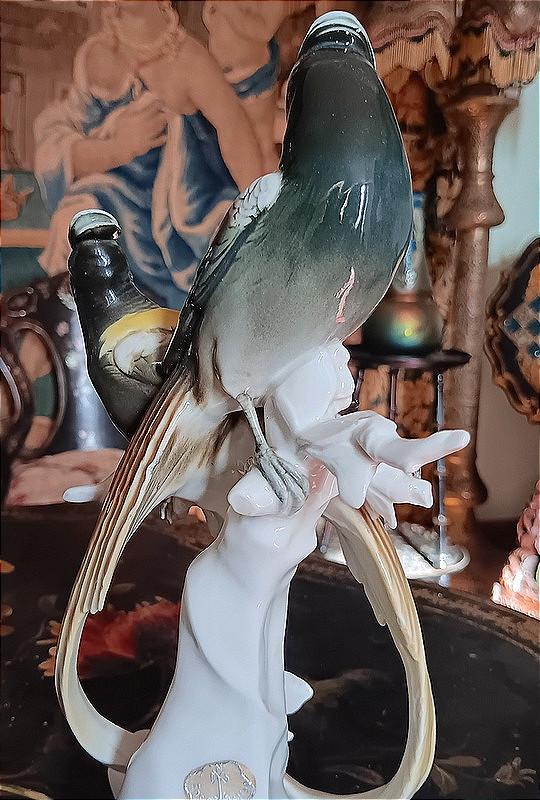 Karl Ens Birds, A Pair Of Blue Tits In Saxon Porcelain, Green Signature, 1920s-photo-5