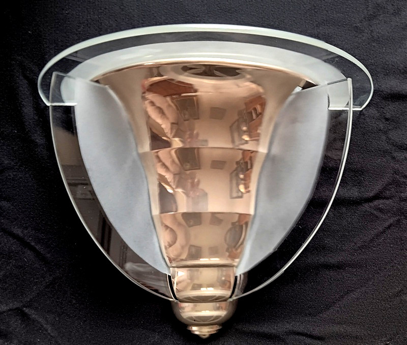 Pair Of Art Deco Modernist Wall Lights In Sandblasted Glass And Chrome-plated Metal-photo-1