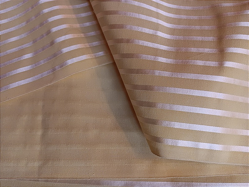 Beautiful Length Of Canary Yellow Striped Satin Silk For Draperies Or Upholstery, 6.50 Meters-photo-2