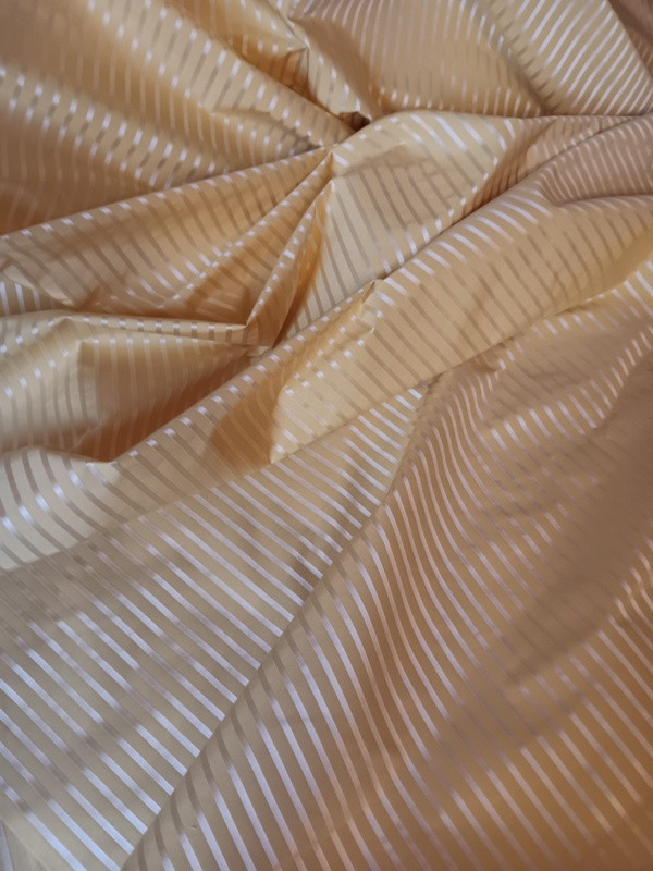 Beautiful Length Of Canary Yellow Striped Satin Silk For Draperies Or Upholstery, 6.50 Meters-photo-4