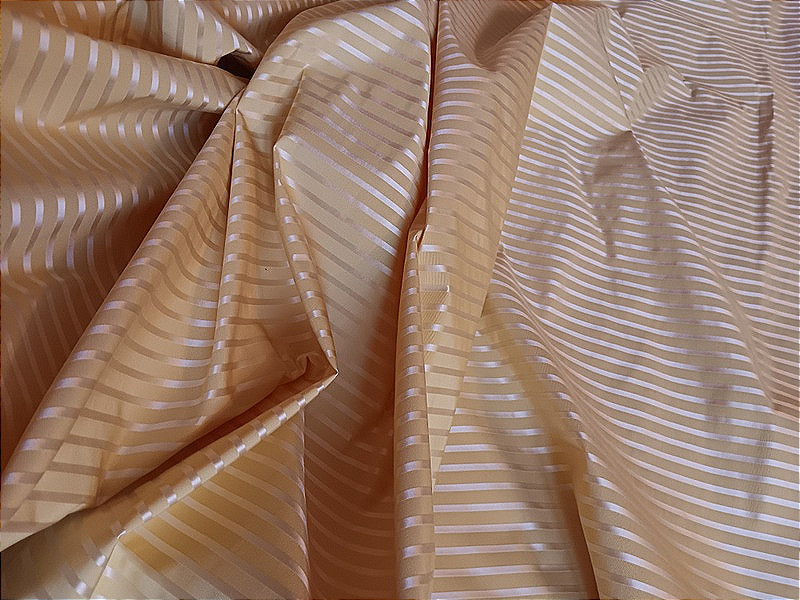 Beautiful Length Of Canary Yellow Striped Satin Silk For Draperies Or Upholstery, 6.50 Meters-photo-1