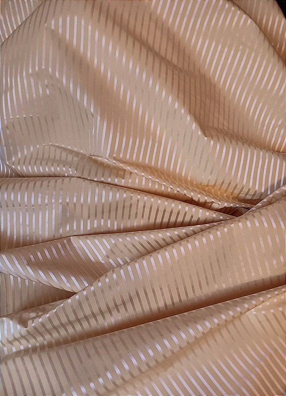 Beautiful Length Of Canary Yellow Striped Satin Silk For Draperies Or Upholstery, 6.50 Meters