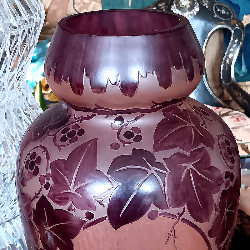 VAL paire de vases Art déco  Daum Verrerie d' Art Lorrain vers 1925 - 1930-photo-3