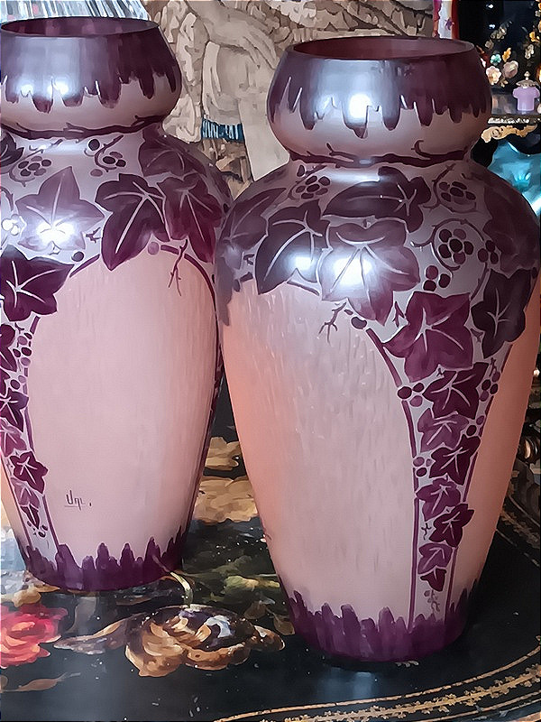 VAL paire de vases Art déco  Daum Verrerie d' Art Lorrain vers 1925 - 1930-photo-3