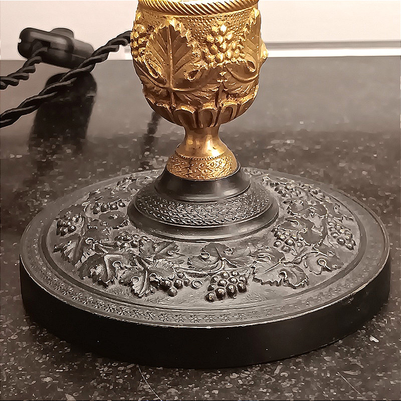 Paire de lampes bougeoirs en bronze à décor de vigne Epoque Restauration XIXème siècle-photo-3