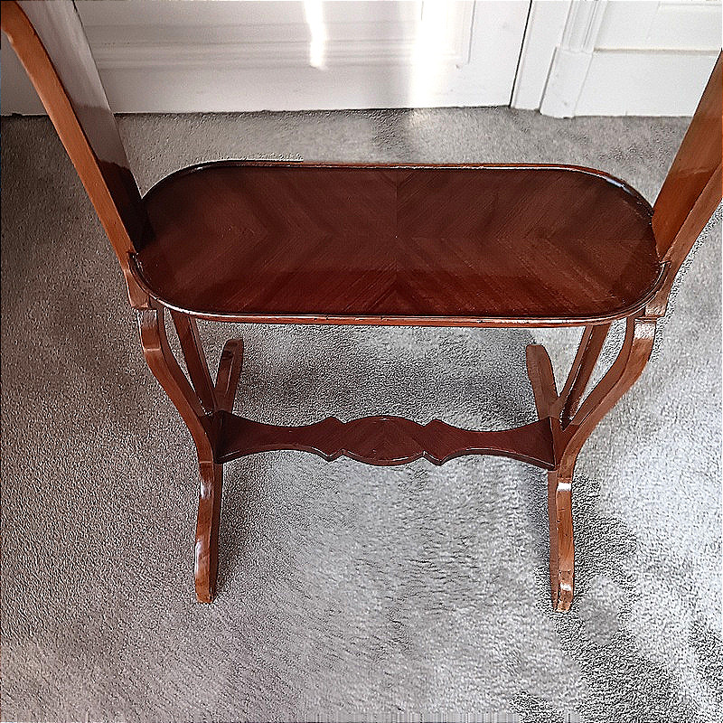 Kidney Table, Flying Table In Mahogany Marquetry-photo-2