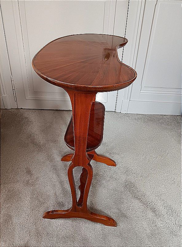 Kidney Table, Flying Table In Mahogany Marquetry-photo-4