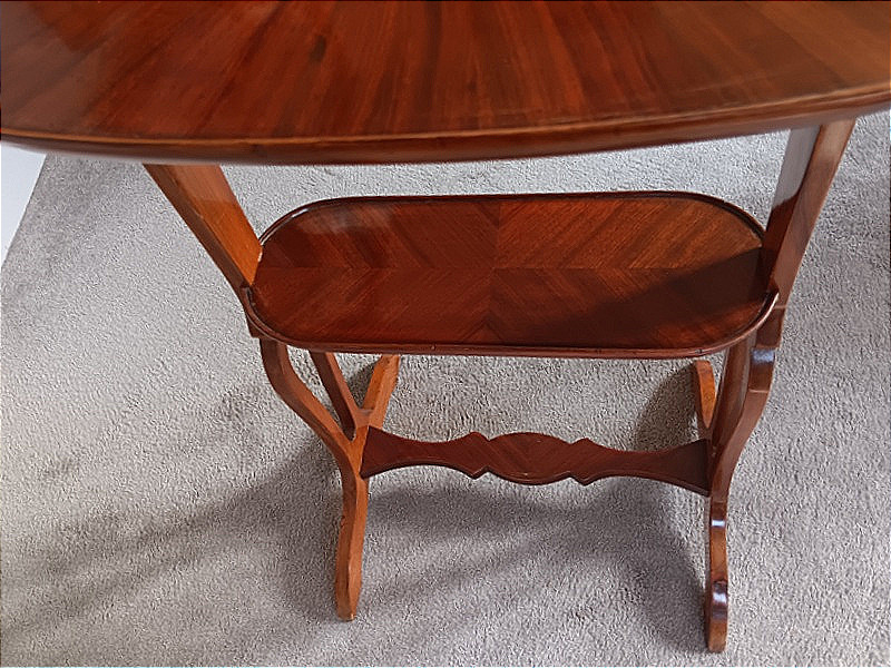 Kidney Table, Flying Table In Mahogany Marquetry-photo-5