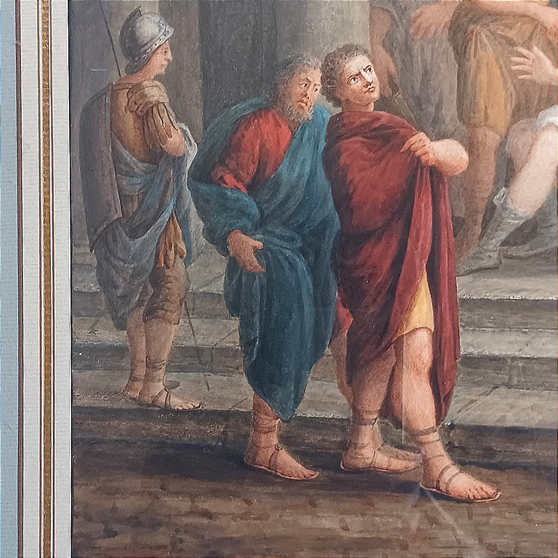 Watercolor Drawing Of The Death Of Camille, Ancient Rome, French School, 18th Century-photo-6