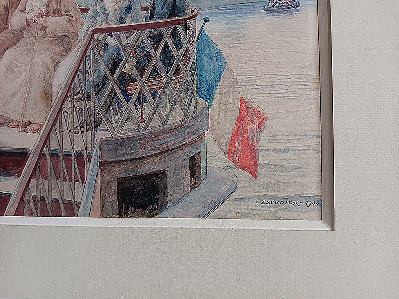 Charles Escudier (1848-1923) Aquarelle Exposition Universelle de Paris 1900  dessin Art nouveau-photo-4