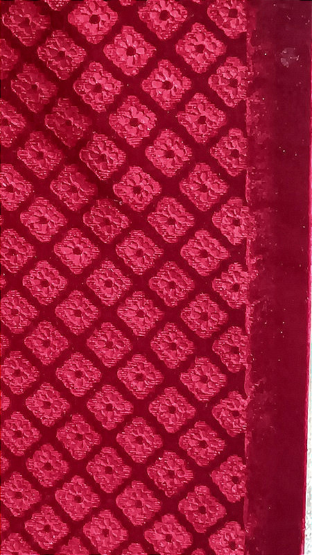 Unused Crimson Embossed Silk Velvet For Seats Or Cushions-photo-2