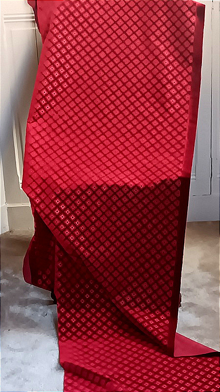 Unused Crimson Embossed Silk Velvet For Seats Or Cushions