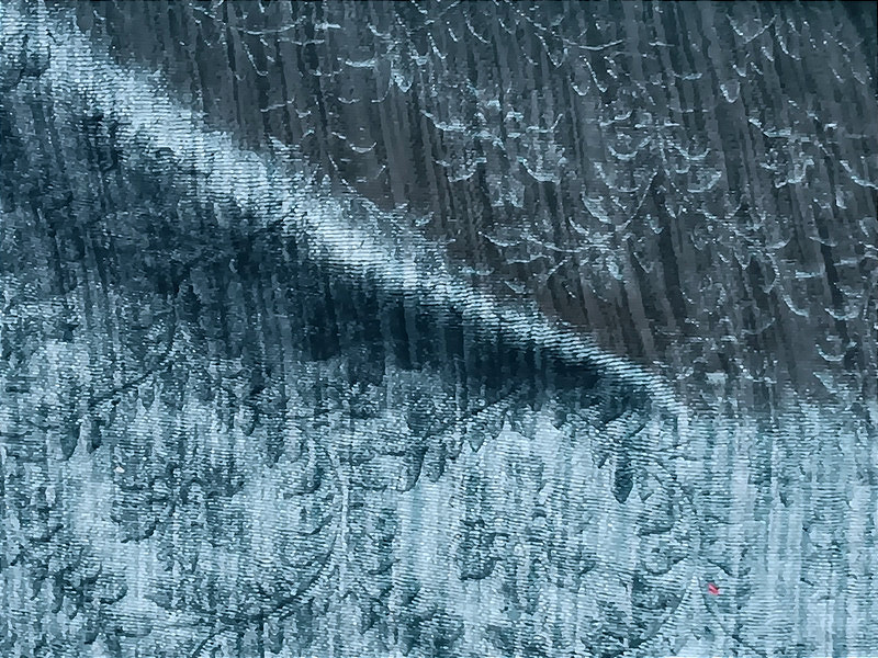 Beau métrage étoffe de velours de soie gaufré bleu pour sièges  coussins non utilisé-photo-4