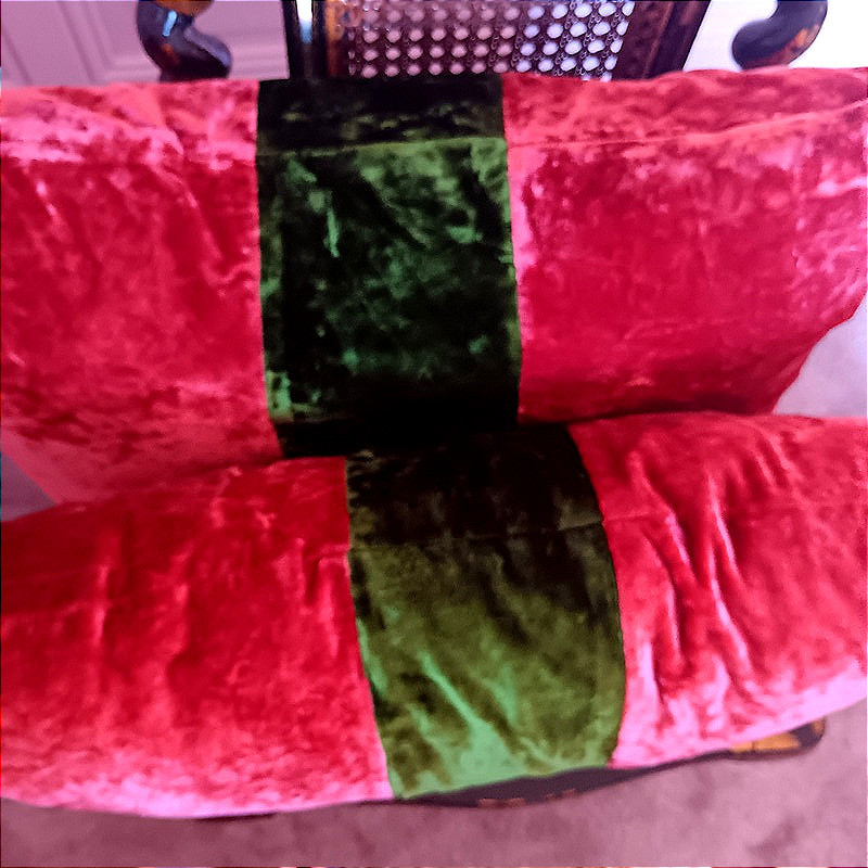 Large Two-tone Cushions In Burnt Orange And Empire Green Silk Velvet-photo-3