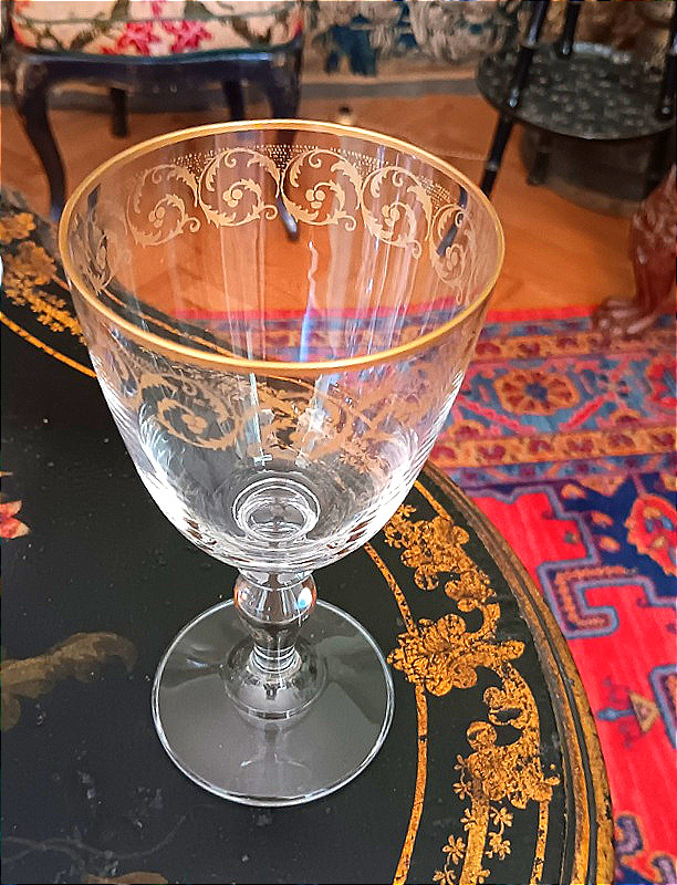 Fine Suite Of 10 Gilded Crystal Water Glasses 19th Century-photo-2