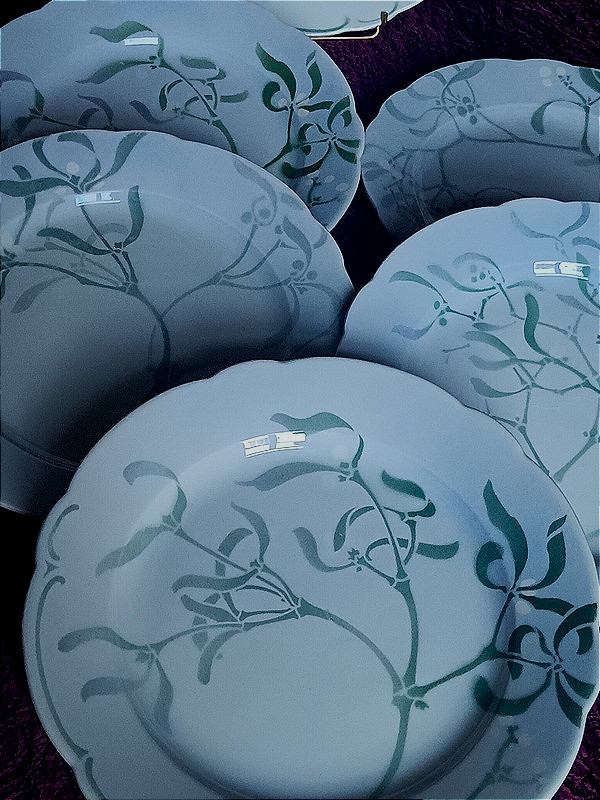 Edmond Lachenal et la faïencerie Keller et Guérin service Gui 6 assiettes de table 26 cm (2)-photo-2
