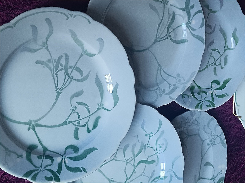 Edmond Lachenal et la faïencerie Keller et Guérin service Gui 6 assiettes de table 26 cm (2)-photo-3