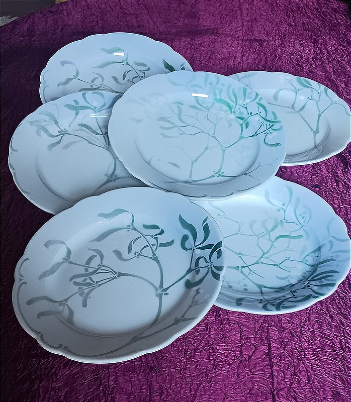 Edmond Lachenal et la faïencerie Keller et Guérin service Gui 6 assiettes de table 26 cm (2)-photo-2
