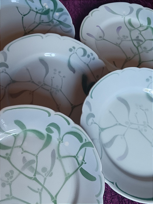 Edmond Lachenal et la faïencerie Keller et Guérin service Gui 6 assiettes de table 22 cm (3)-photo-2