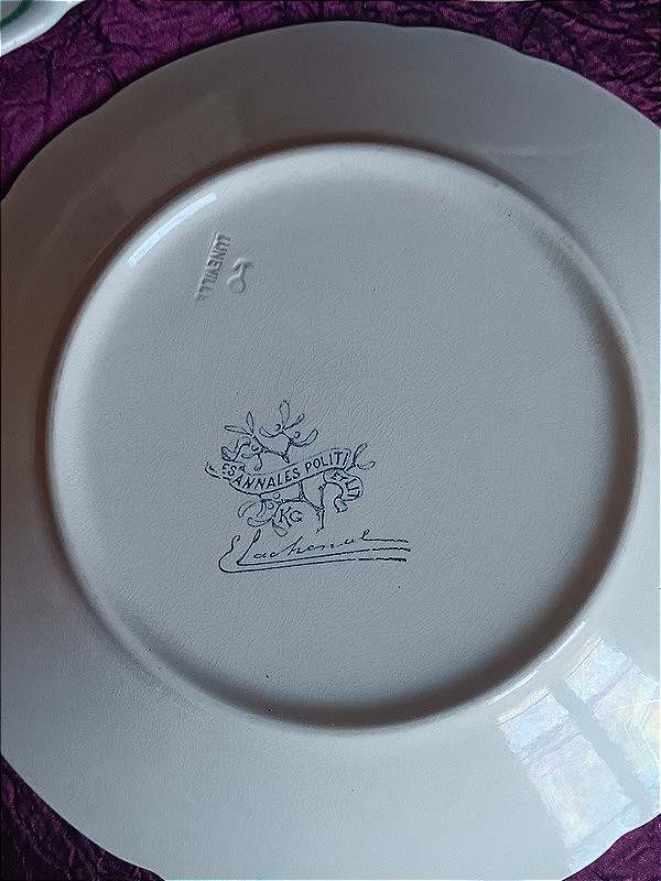 Edmond Lachenal et la faïencerie Keller et Guérin service Gui 6 assiettes de table 22 cm (3)-photo-3