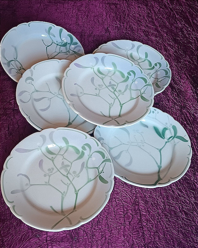 Edmond Lachenal et la faïencerie Keller et Guérin service Gui 6 assiettes de table 22 cm (3)-photo-4