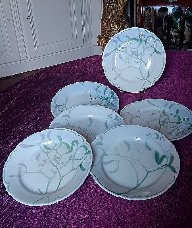 Edmond Lachenal et la faïencerie Keller et Guérin service Gui 6 assiettes de table 22 cm (3)