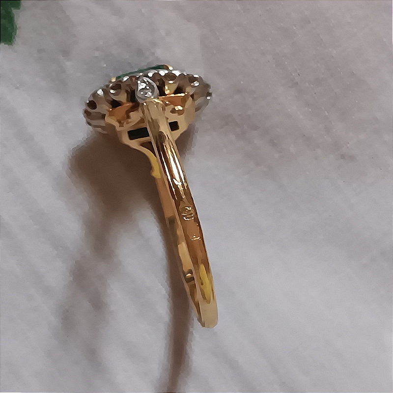 Emerald And Diamond Ring 18 Carat Gold And Platinium-photo-4