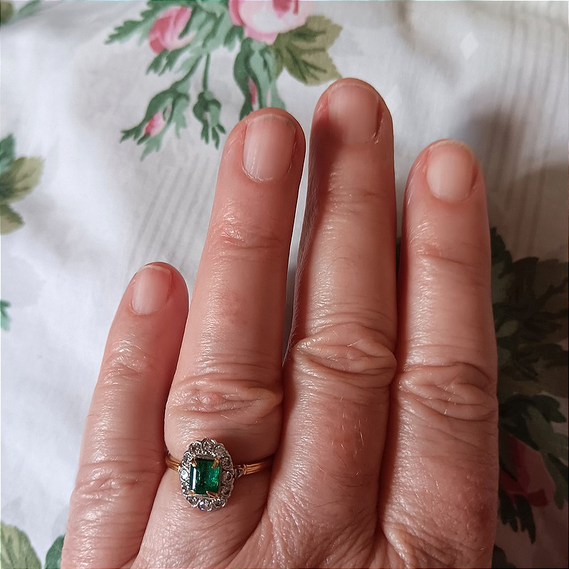 Emerald And Diamond Ring 18 Carat Gold And Platinium-photo-6