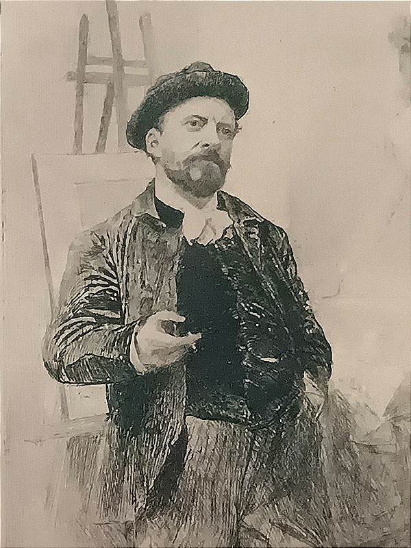 Cadre sous verre gravure peintre dans son atelier Alphonse Lalauze-photo-2