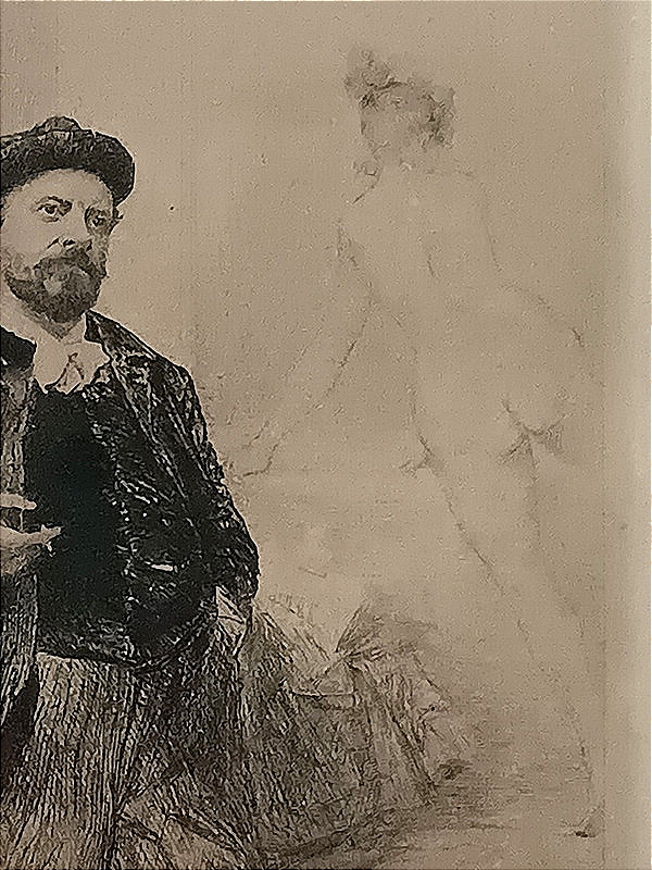 Cadre sous verre gravure peintre dans son atelier Alphonse Lalauze-photo-3
