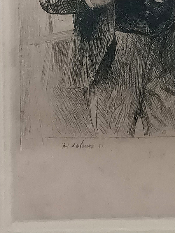 Cadre sous verre gravure peintre dans son atelier Alphonse Lalauze-photo-4