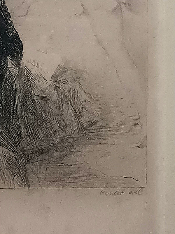 Cadre sous verre gravure peintre dans son atelier Alphonse Lalauze-photo-1