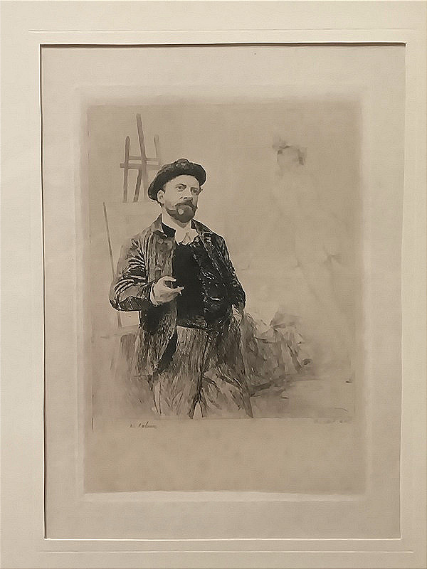 Cadre sous verre gravure peintre dans son atelier Alphonse Lalauze-photo-3