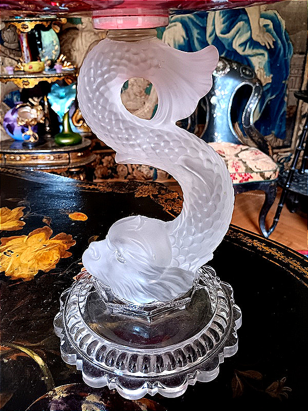 Baccarat Coupe vase centre de table Présentoir serviteur Art nouveau Cristal Doublé Rouge -photo-5