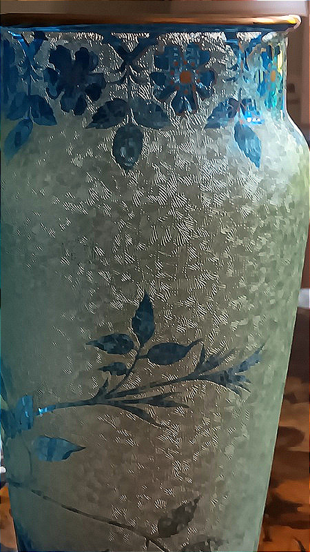 Baccarat et Emile Bourgeois Paris Vase cristal Ouraline Art nouveau décor de roses d'églantier-photo-4